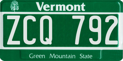 VT license plate ZCQ792