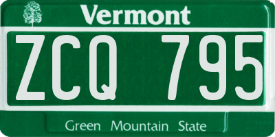 VT license plate ZCQ795