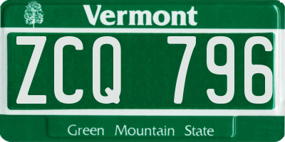 VT license plate ZCQ796