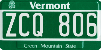 VT license plate ZCQ806