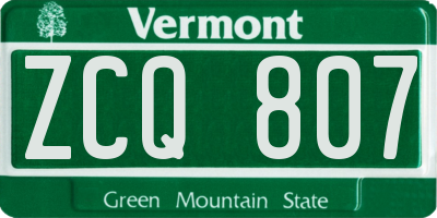 VT license plate ZCQ807