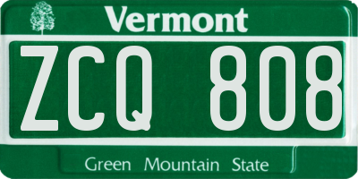 VT license plate ZCQ808