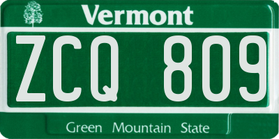 VT license plate ZCQ809
