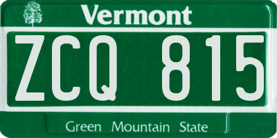 VT license plate ZCQ815