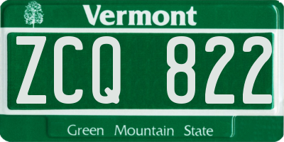 VT license plate ZCQ822
