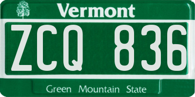 VT license plate ZCQ836