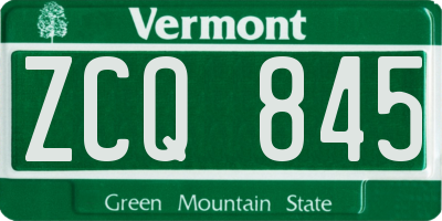 VT license plate ZCQ845