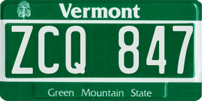 VT license plate ZCQ847