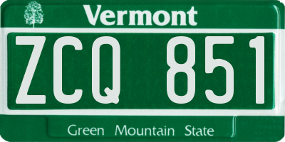VT license plate ZCQ851