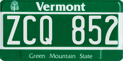 VT license plate ZCQ852