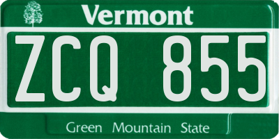 VT license plate ZCQ855
