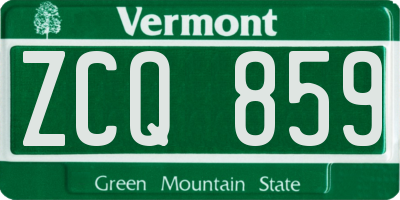 VT license plate ZCQ859