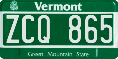 VT license plate ZCQ865