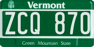 VT license plate ZCQ870