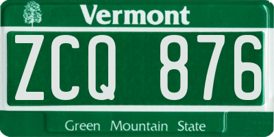 VT license plate ZCQ876