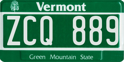 VT license plate ZCQ889