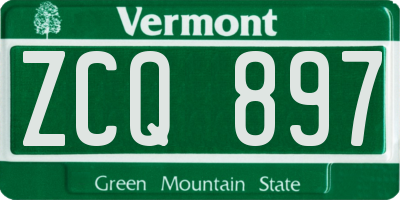 VT license plate ZCQ897