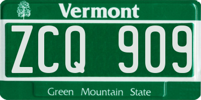 VT license plate ZCQ909