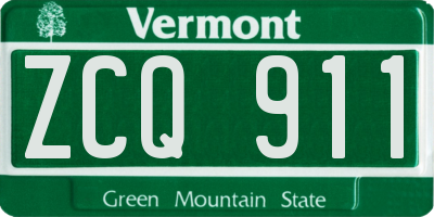 VT license plate ZCQ911