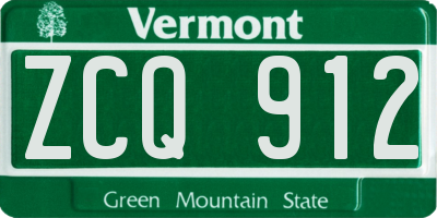 VT license plate ZCQ912