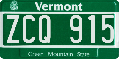 VT license plate ZCQ915