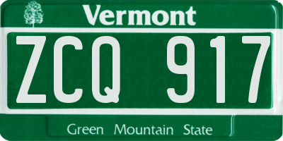 VT license plate ZCQ917