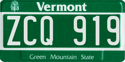 VT license plate ZCQ919