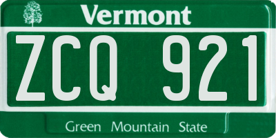 VT license plate ZCQ921