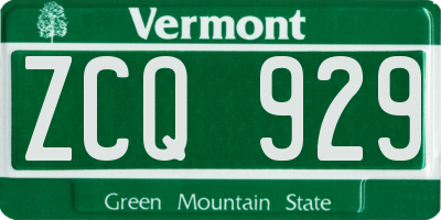 VT license plate ZCQ929