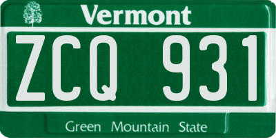 VT license plate ZCQ931