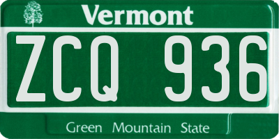 VT license plate ZCQ936