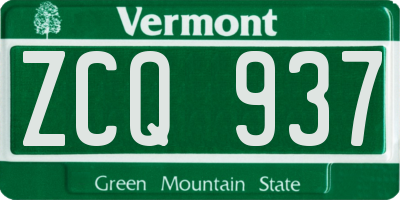 VT license plate ZCQ937