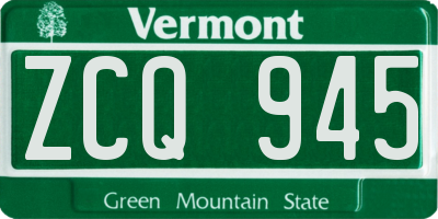 VT license plate ZCQ945