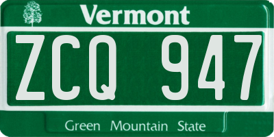 VT license plate ZCQ947