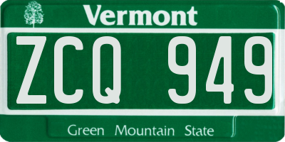 VT license plate ZCQ949