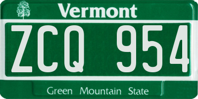 VT license plate ZCQ954