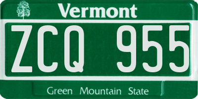 VT license plate ZCQ955