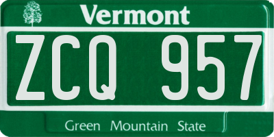 VT license plate ZCQ957