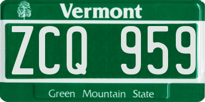 VT license plate ZCQ959