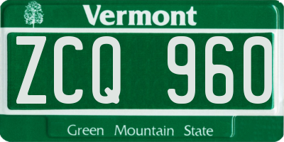 VT license plate ZCQ960