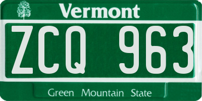 VT license plate ZCQ963