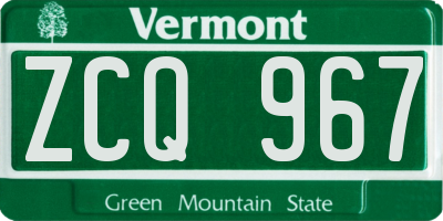 VT license plate ZCQ967