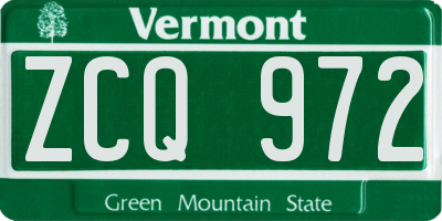VT license plate ZCQ972