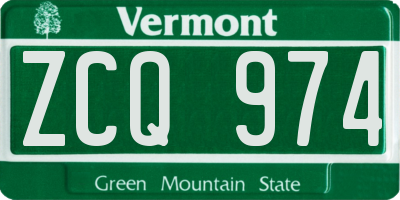 VT license plate ZCQ974