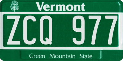 VT license plate ZCQ977