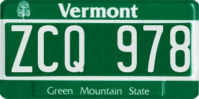 VT license plate ZCQ978