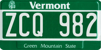 VT license plate ZCQ982