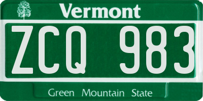 VT license plate ZCQ983