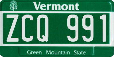 VT license plate ZCQ991