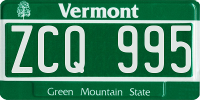 VT license plate ZCQ995